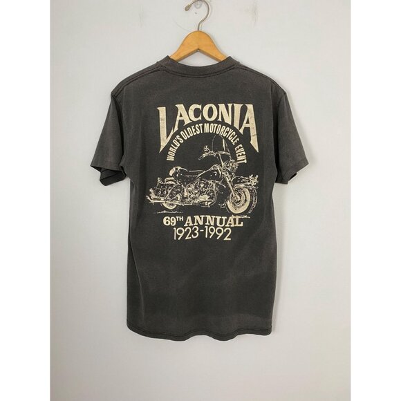 Vintage Harley Davidson 3D Emblem T-shirt Size L Follow the Eagle 1991 Laconia - Picture 2 of 10